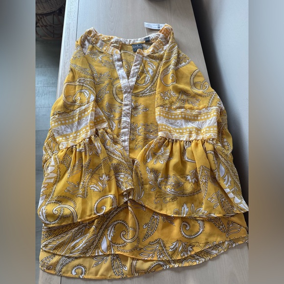 Solo Jeans - New York & Co. Yellow Paisley Blouse / Size Large NWT - Picture 3 of 13